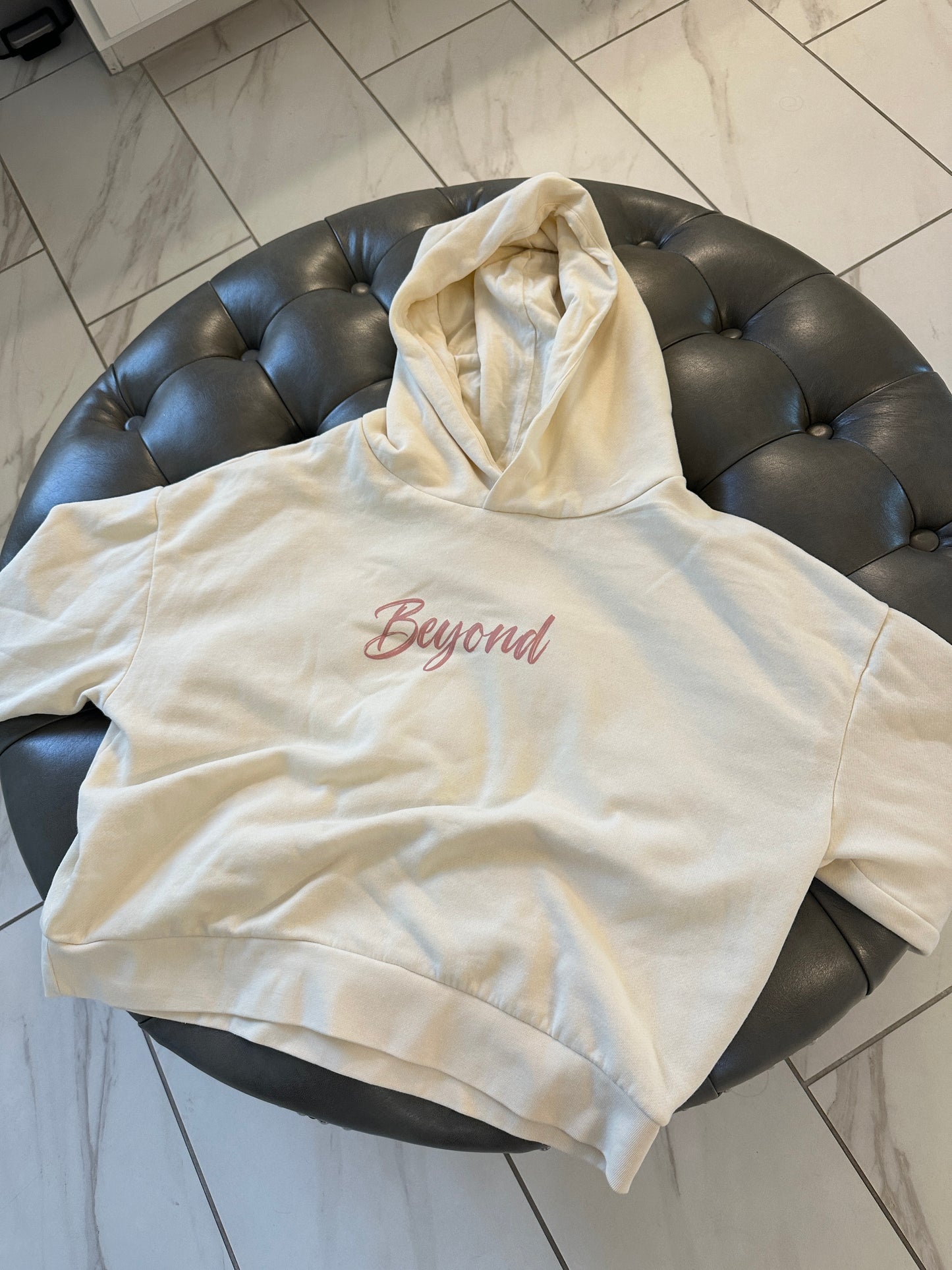 Beyond-hip height hoodie